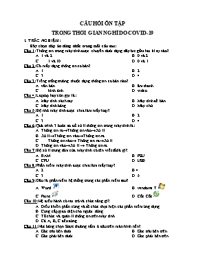 Câu hỏi ôn tập môn Tin học Lớp 6 trong thời gian nghỉ do Covid-19